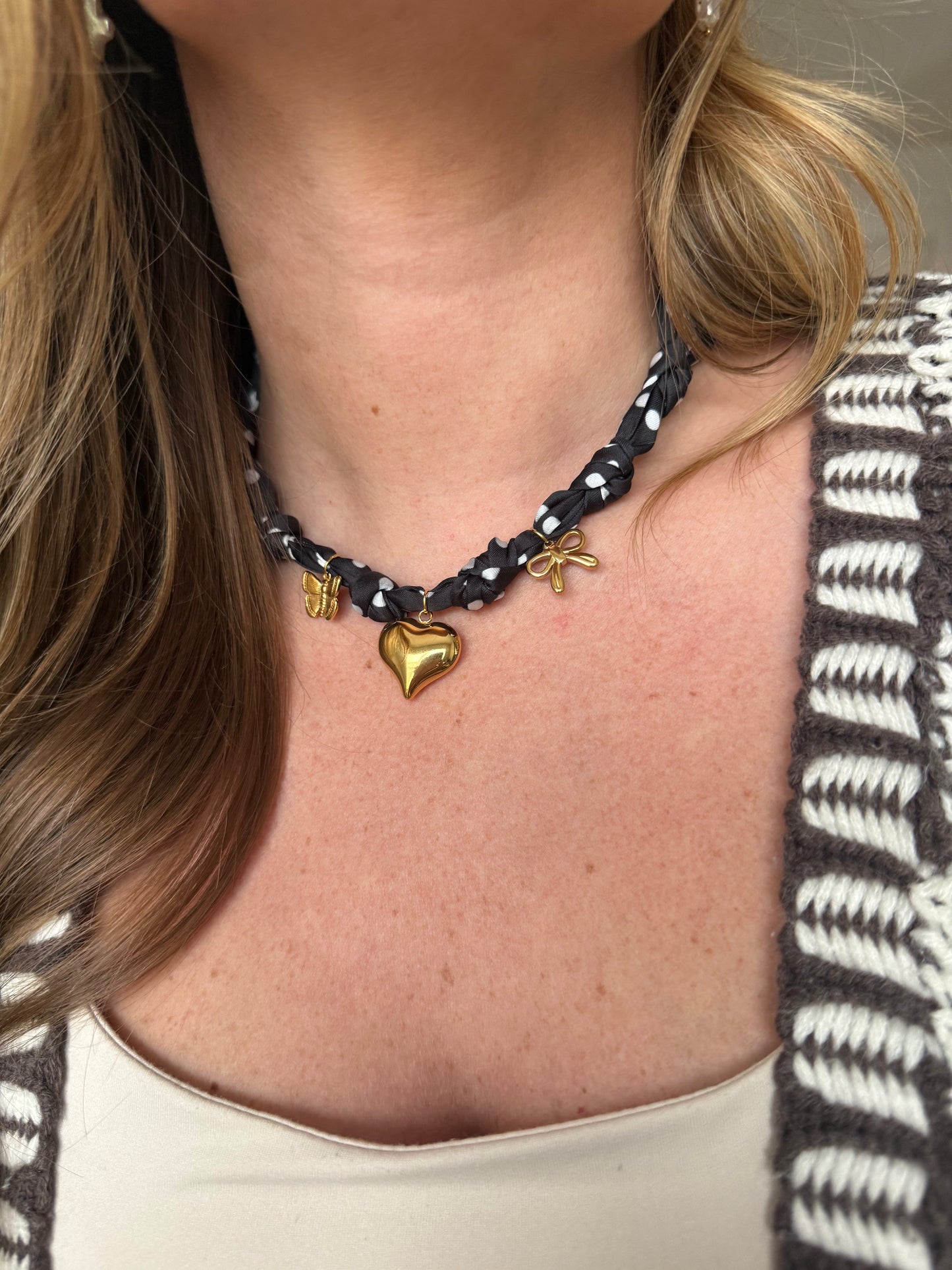 Polka Dot Scarf Necklace