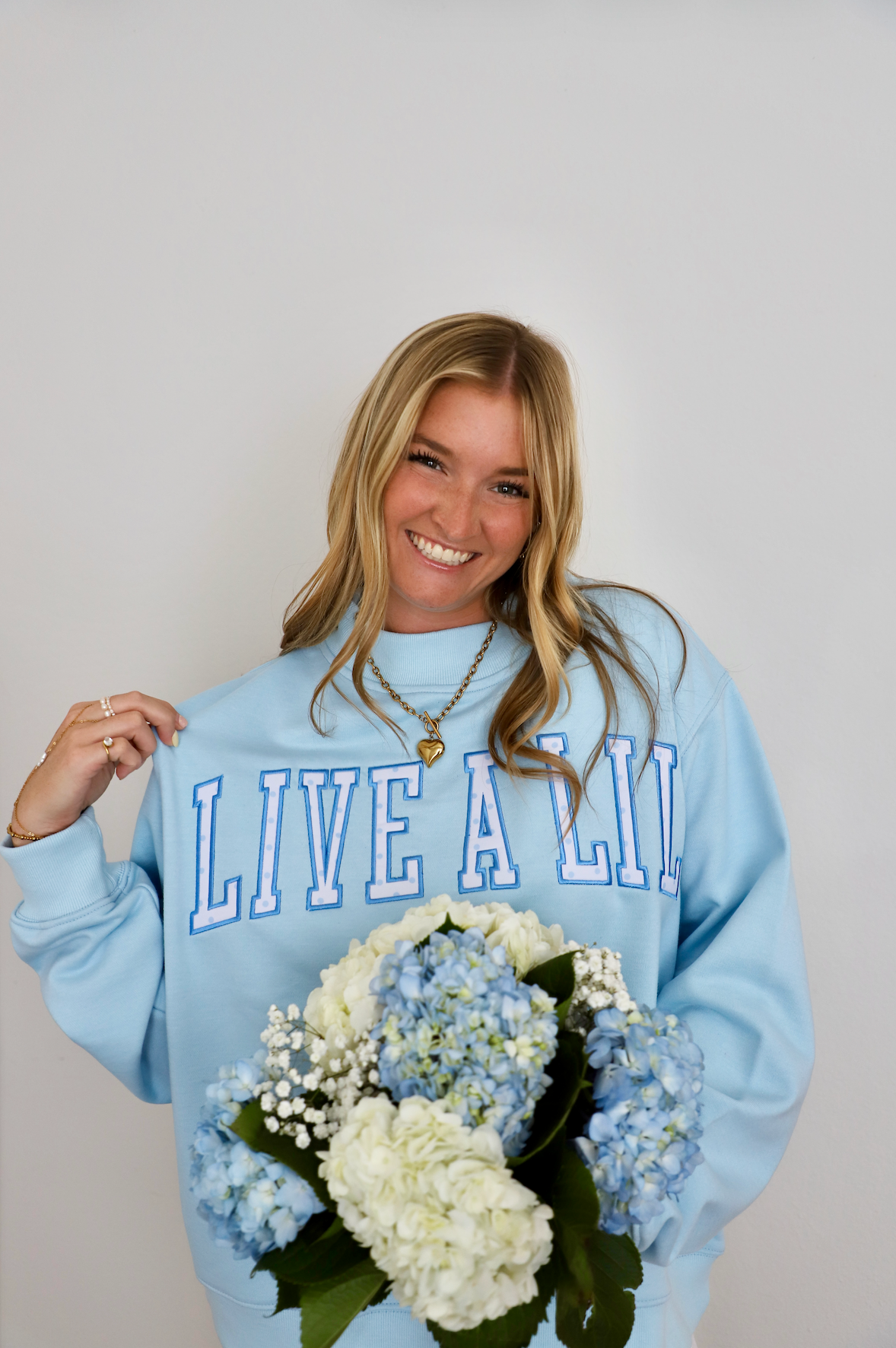 Live A Lil Light Blue Mockneck