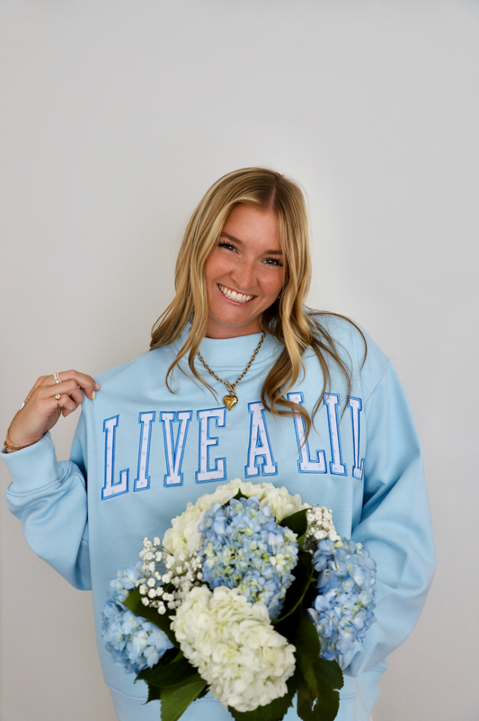 Live A Lil Light Blue Mockneck