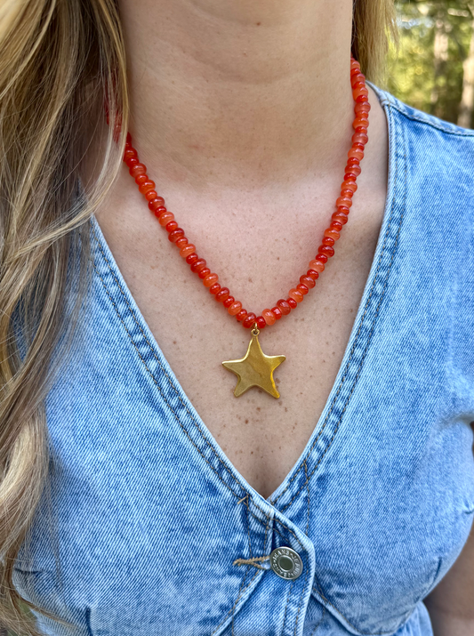 Burnt Orange Beaded Necklace