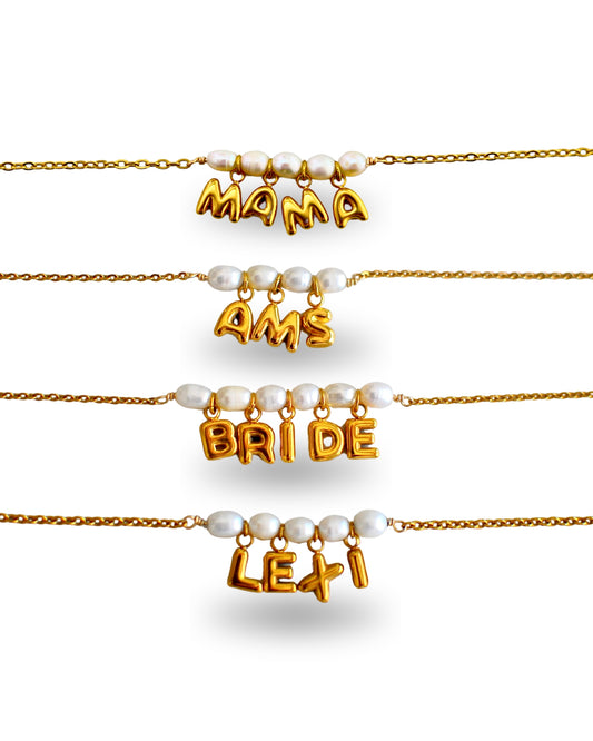 Custom Pearl Name, Word, or Initial Necklace