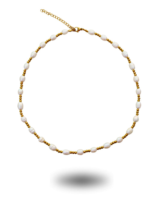 Golden Pearl Beaded Necklace
