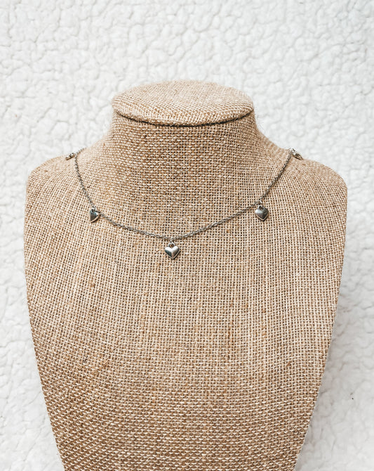 Multi-Heart Silver Necklace