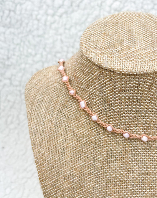Baby Pink Leather Necklace/Bracelet