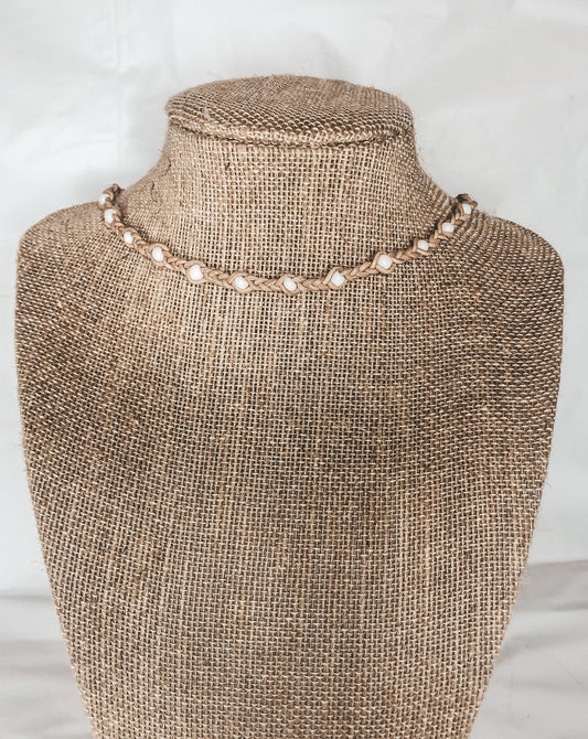 White Leather Necklace