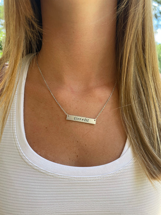 Live A Lil Stamped Bar Necklace